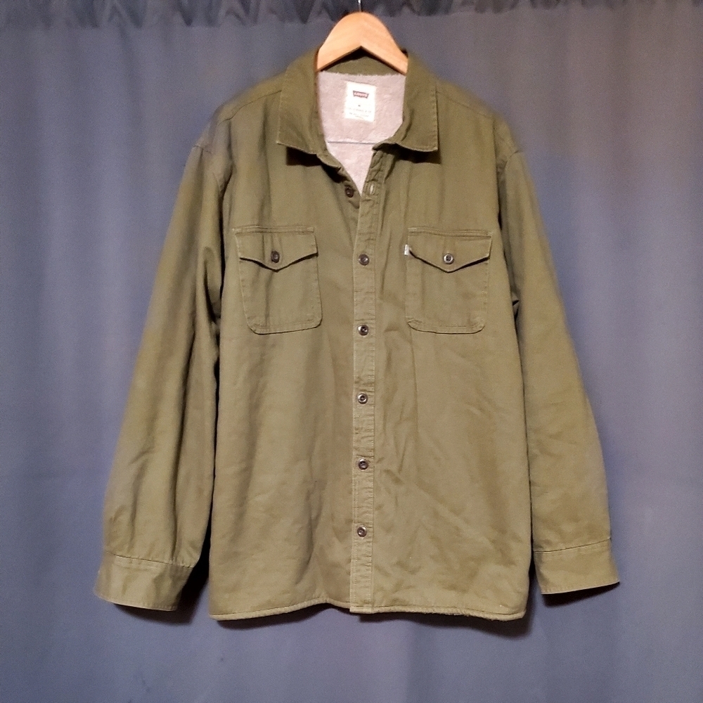 Levi's Sherpa Lined Shirt Jacket Army Green Size XXL